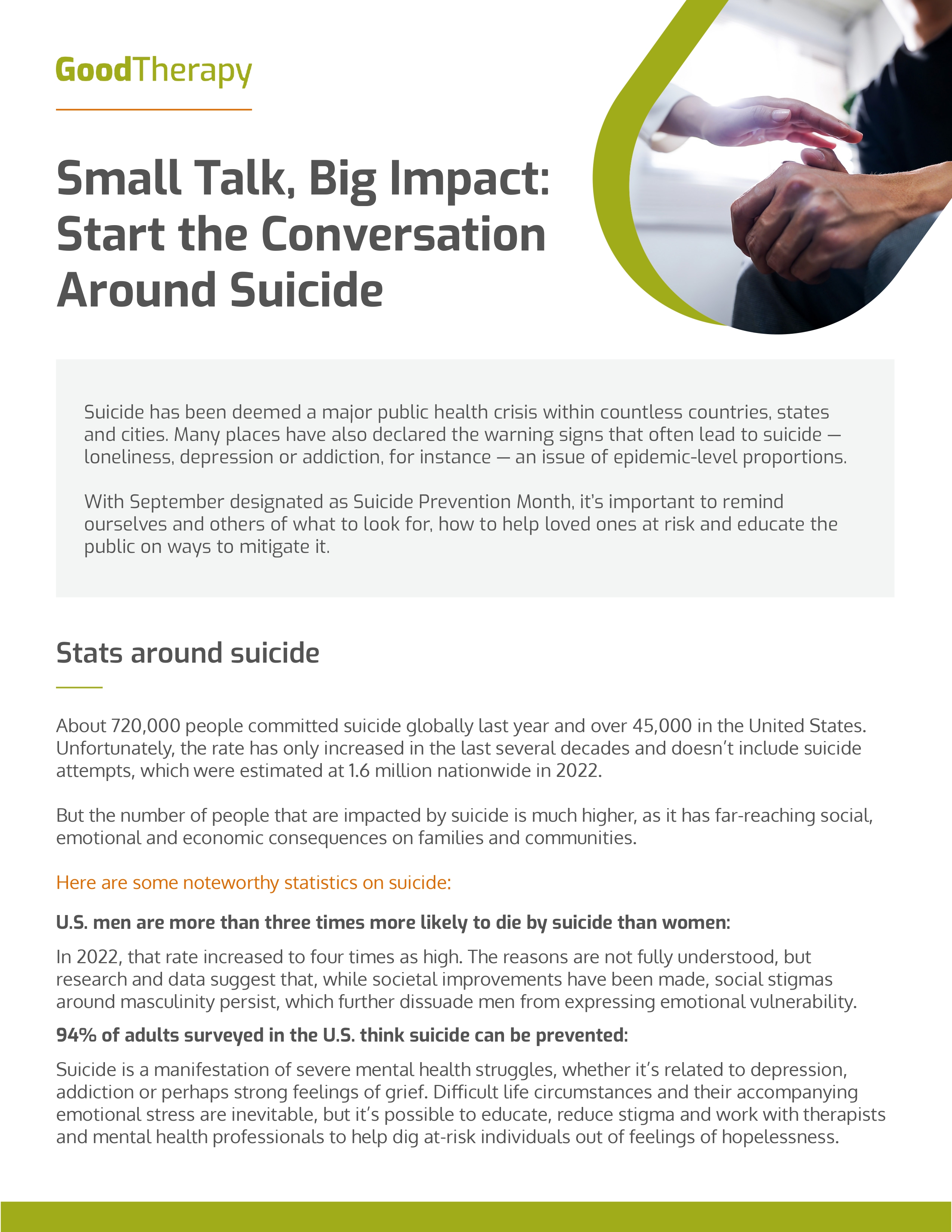  Small Talk, Big Impact. Start the Conversation Around Suicide