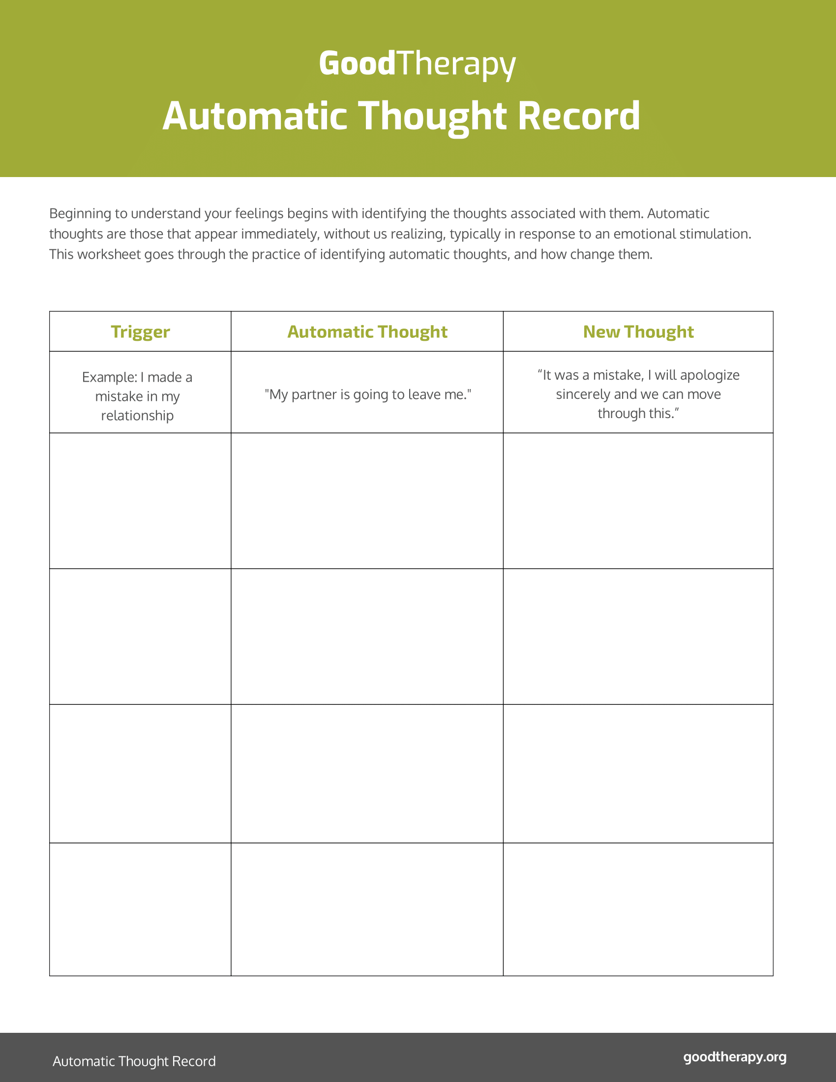  Automatic Thought Record